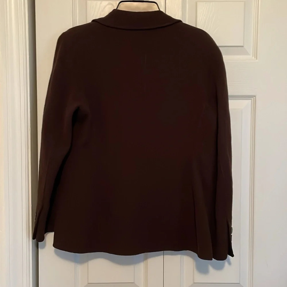 Jones New York Wool Cashmere Blend Blazer Chocolate Brown, Sz 10 Black Interior View 5